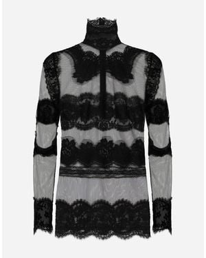 Dolce & Gabbana Lace Mesh Blouse - Black
