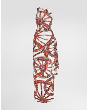 Dolce & Gabbana Jumpsuit Aus Viskosejersey Mit Carretto-Print - Weiß