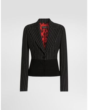 Dolce & Gabbana Jacke Turlington Aus Wolle Mit Einreihiger Knopfleiste - Schwarz