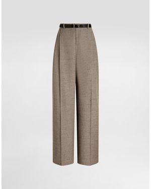 Dolce & Gabbana Tweed-Effect Linen And Viscose Pants - Natural