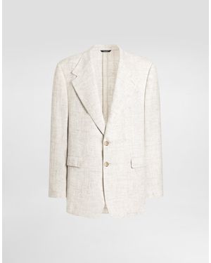 Dolce & Gabbana Single-Breasted Tweed-Effect Linen And Viscose Jacket - Natural