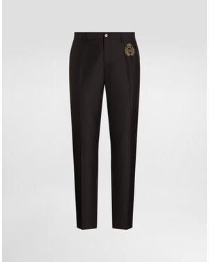 Dolce & Gabbana Sartoriale Hose Mit Bundfalten Aus Wolle Und Seide - Schwarz