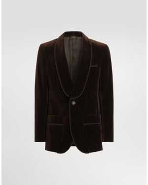 Dolce & Gabbana Single-Breasted Velvet Jacket - Black