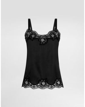 Dolce & Gabbana Top Lencero Negro Top - Black