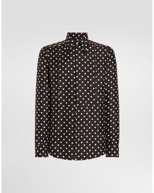 Dolce & Gabbana Polka Dot-Print Silk Twill Shirt - Black