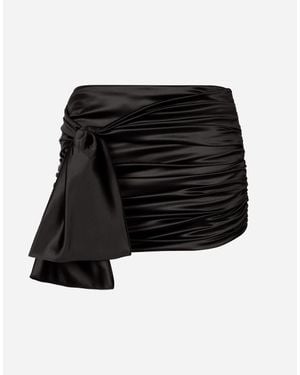 Dolce & Gabbana Short Draped Satin Skirt With Side Bow - Black