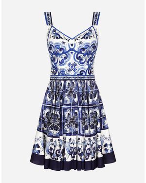 Dolce & Gabbana Short Majolica Print Dress - Blu