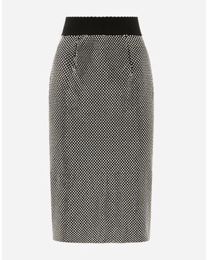 Dolce & Gabbana Crystal-Embellished Midi Skirt - Grey