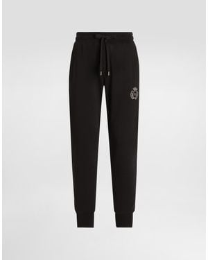 Dolce & Gabbana Jersey Trousers With Heraldic Patch - Schwarz
