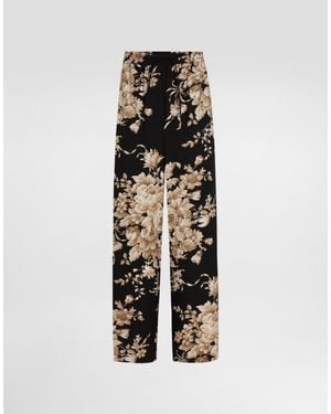 Dolce & Gabbana Rose- Silk Vanity Trousers - White