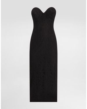 Dolce & Gabbana Strapless Lace Dress With Conical Cups - Black