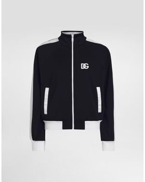 Dolce & Gabbana Sweatjacke Mit Reißverschluss Aus Triacetat Mit Dg-Logostickerei - Blau