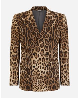 Dolce & Gabbana Double-Breasted Wool Sicilia-Fit Suit With Leopard Print - Multicolor