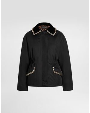 Dolce & Gabbana Nylon Jacket With Embossed Logo - Black