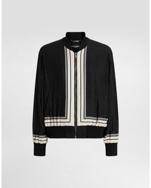 Dolce & Gabbana Printed Oversized Bomber Jacket - Black
