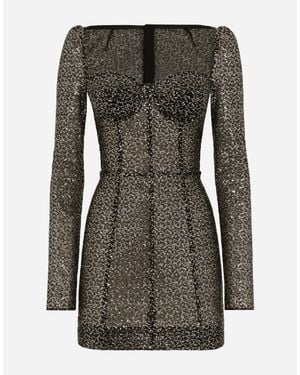 Dolce & Gabbana Sequin-Embellished Corset Mini Dress - Black