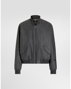Dolce & Gabbana Padded Wool Flannel Bomber Jacket - Grey