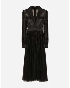 Dolce & Gabbana Sequin-Embellished Mesh Midi Dress - Black