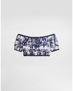 Dolce & Gabbana Dg Exclusive Majolica- Cotton Top - Blue