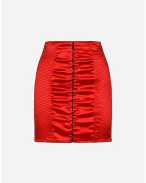 Dolce & Gabbana Satin Miniskirt With Hook-And-Eye Fastenings - Red