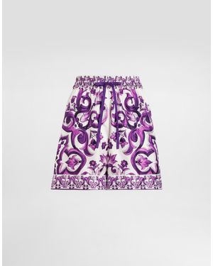 Dolce & Gabbana Majolica-Print Twill Shorts - Purple