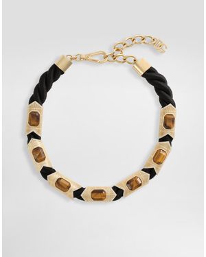 Dolce & Gabbana Rope Necklace With Tiger's Eye Stone - Metallic