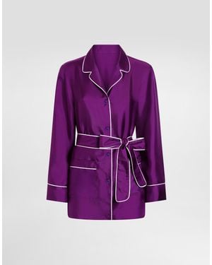 Dolce & Gabbana Silk Twill Vanity Shirt - Purple