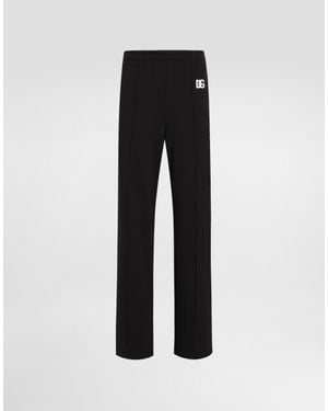 Dolce & Gabbana Flared Jersey Jogging Pants With Dg Logo Embroidery - Black