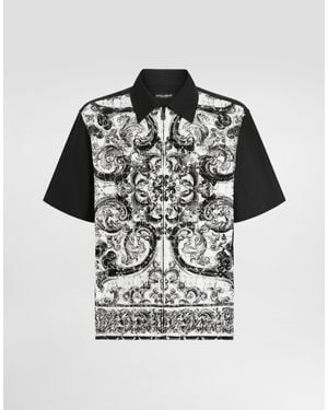 Dolce & Gabbana マヨリカプリント クロシェレース アロハシャツ - ブラック