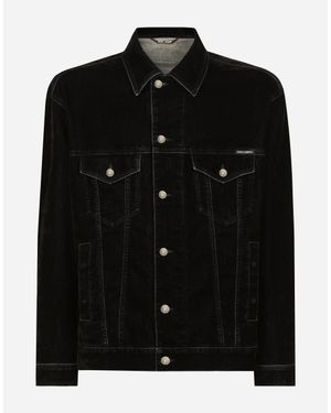 Dolce & Gabbana Denim Jacket With Logo - ブラック