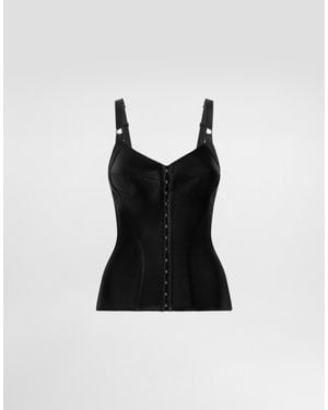 Dolce & Gabbana Elastic Satin Bustier Top - Black