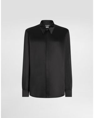Dolce & Gabbana Silk Satin Martini-Fit Shirt - Black