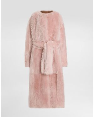 Dolce & Gabbana Lamb Fur Long Coat - Pink