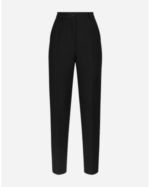 Dolce & Gabbana High-Waisted Satin Trim Slim Cut Pants - Black