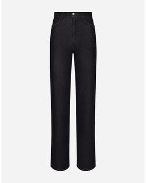 Dolce & Gabbana コットンデニム&シルク フレアシーンズ - ブルー