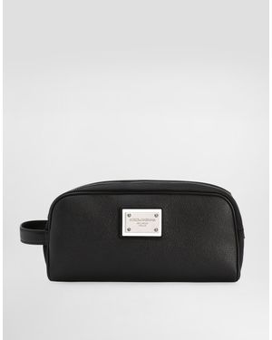 Dolce & Gabbana Necessaire in pelle di vitello granata e nylon - Nero