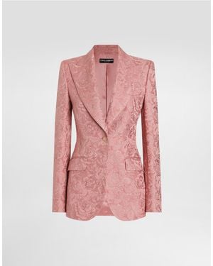 Dolce & Gabbana Floral Quilted Jacquard Single-Breasted Jacket - Pink