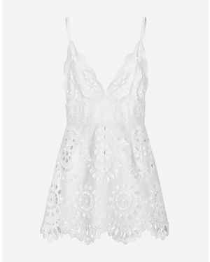 Dolce & Gabbana Cotton Minidress With Straps And Cut-Out Detailing - White