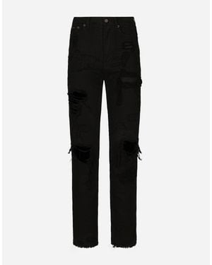 Dolce & Gabbana Boyfriend ジーンズ デニム ダメージエフェクト - ブラック