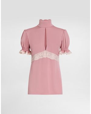 Dolce & Gabbana Charmeuse Stretch Top - Pink