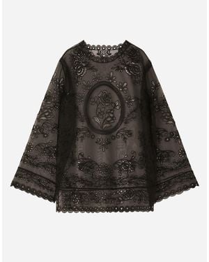 Dolce & Gabbana Crinoline A-Line Dress With Inlay Embellishment - Black