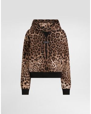 Dolce & Gabbana Leo- Cotton Hooded Sweatshirt - Brown