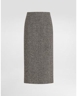 Dolce & Gabbana Dotted Wool Skirt - Gray