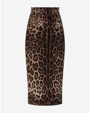 Dolce & Gabbana Calf Length Leopard Skirt - Brown