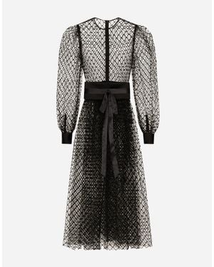 Dolce & Gabbana Mesh Corseted Midi Dress - Black