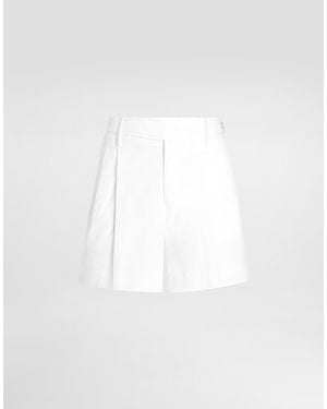 Dolce & Gabbana Cotton Gabardine Shorts With Double Darts - White