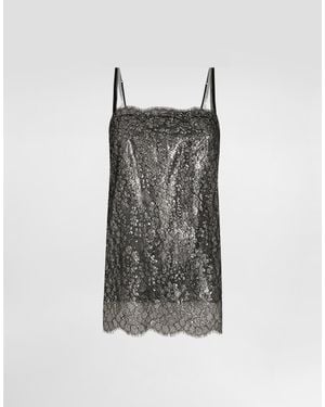 Dolce & Gabbana Lamé Lace Top - Metallic