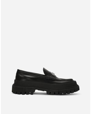 Dolce & Gabbana Mocassino hi-trekking in pelle di vitello spazzolata - Nero