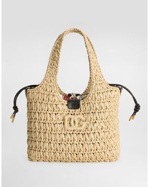 Dolce & Gabbana Raffia Crochet Shopping Bag - Natural