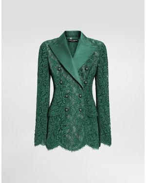 Dolce & Gabbana Double-Breasted Lace Jacket - Green